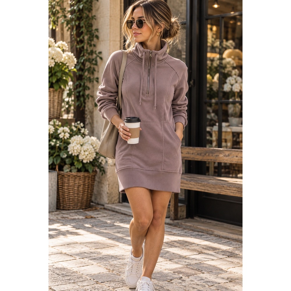Athleta Sweatshirt Dress Women‎ XS Mauve Gorpcore Athleisure